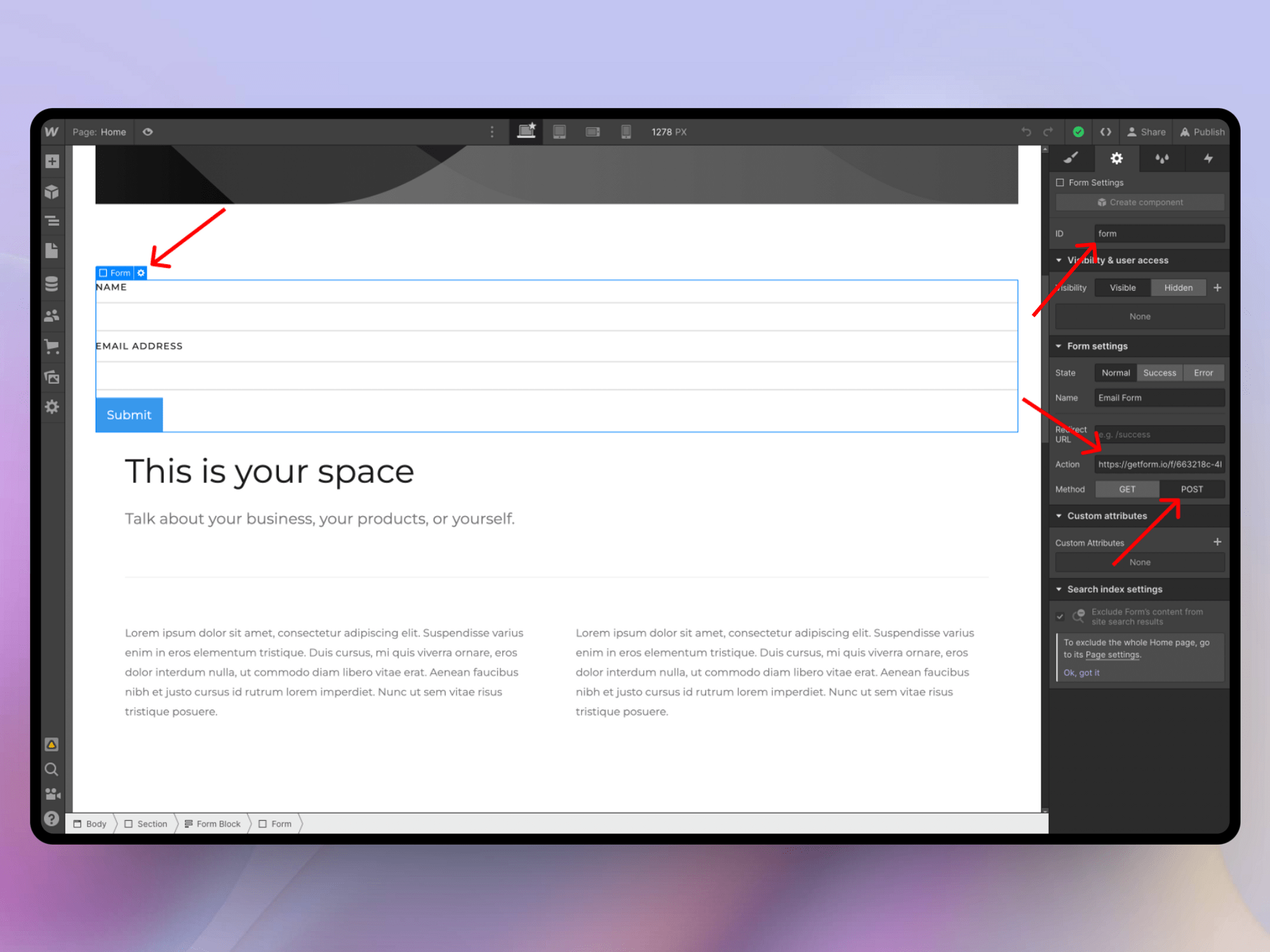 Config your form block